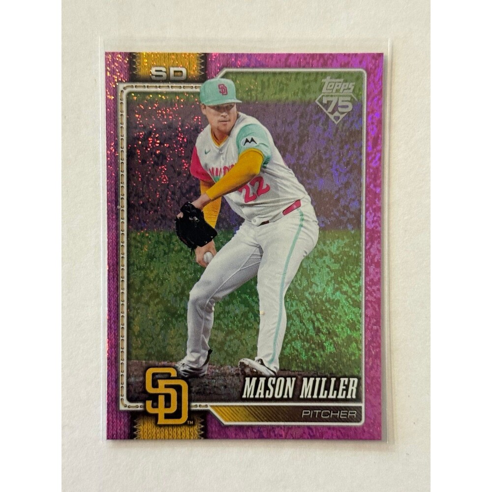 2026 Topps Series 1 - Silver Crackleboard Holofoil Pink #179 Mason Miller A’s - Picture 1 of 2